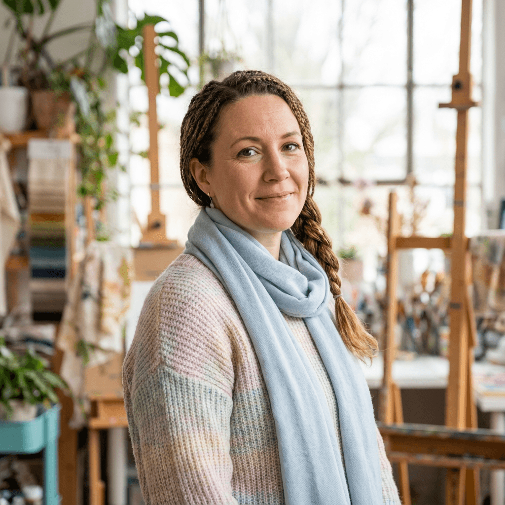 Female brand strategist reviewing product designs