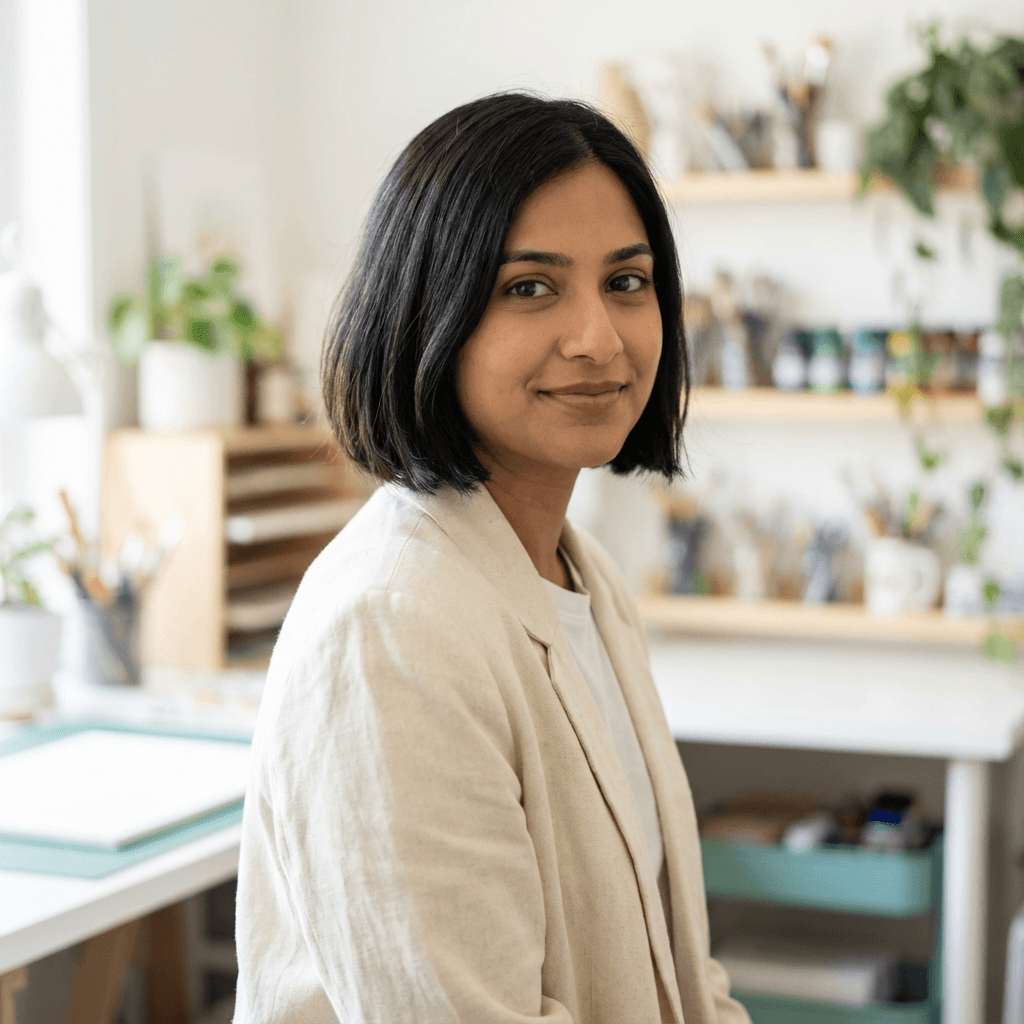 Female skincare formulator measuring ingredients