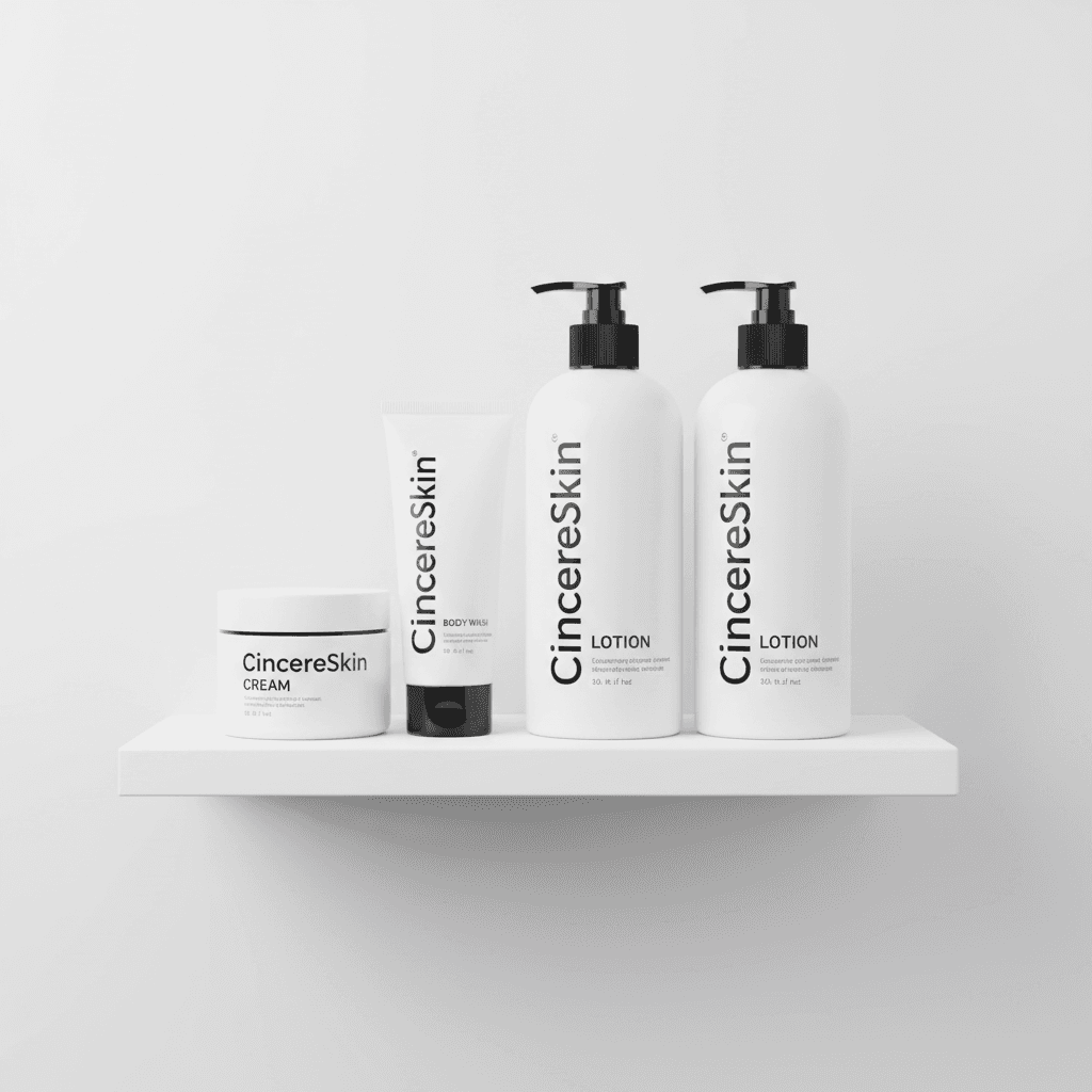 CincereSkin beauty products collection on display